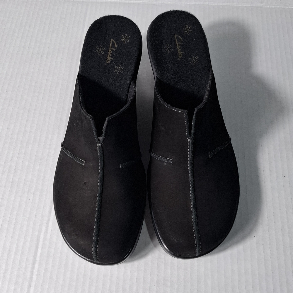 Clarks Women’s Leather Clogs Black Size 9.5M Slip On Shoes - Picture 2 of 10